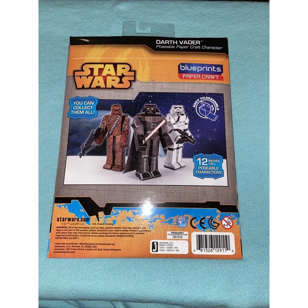 Star Wars Poseable Darth Vader Blueprints Paper Craft 12 Inch Character NIB